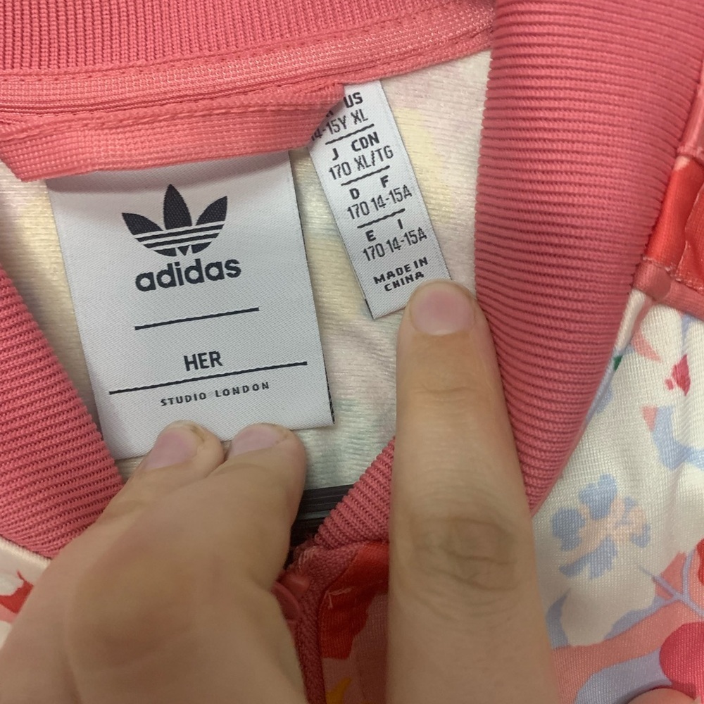 Adidas X HER Studio London Track Jacket Pink Floral Full-Zip Girls XL - Picture 5 of 7
